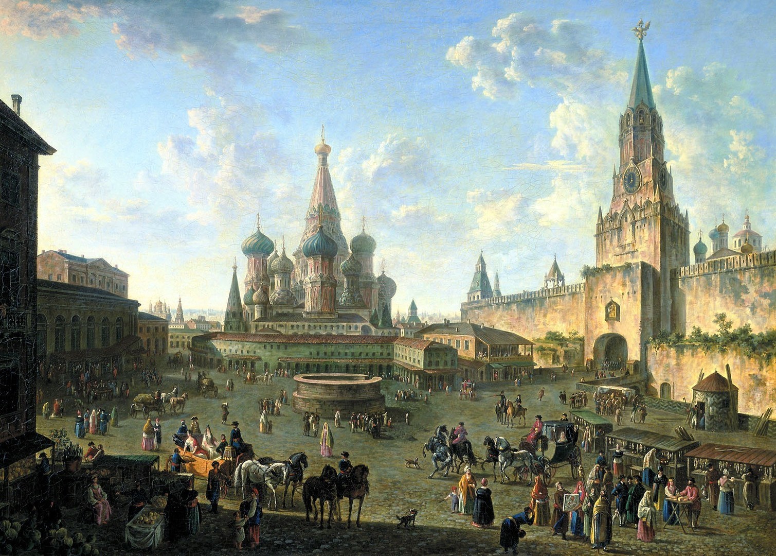Црвениот плоштад во Москва со храмот „Св. Василиј Блажени“ во центарот.  