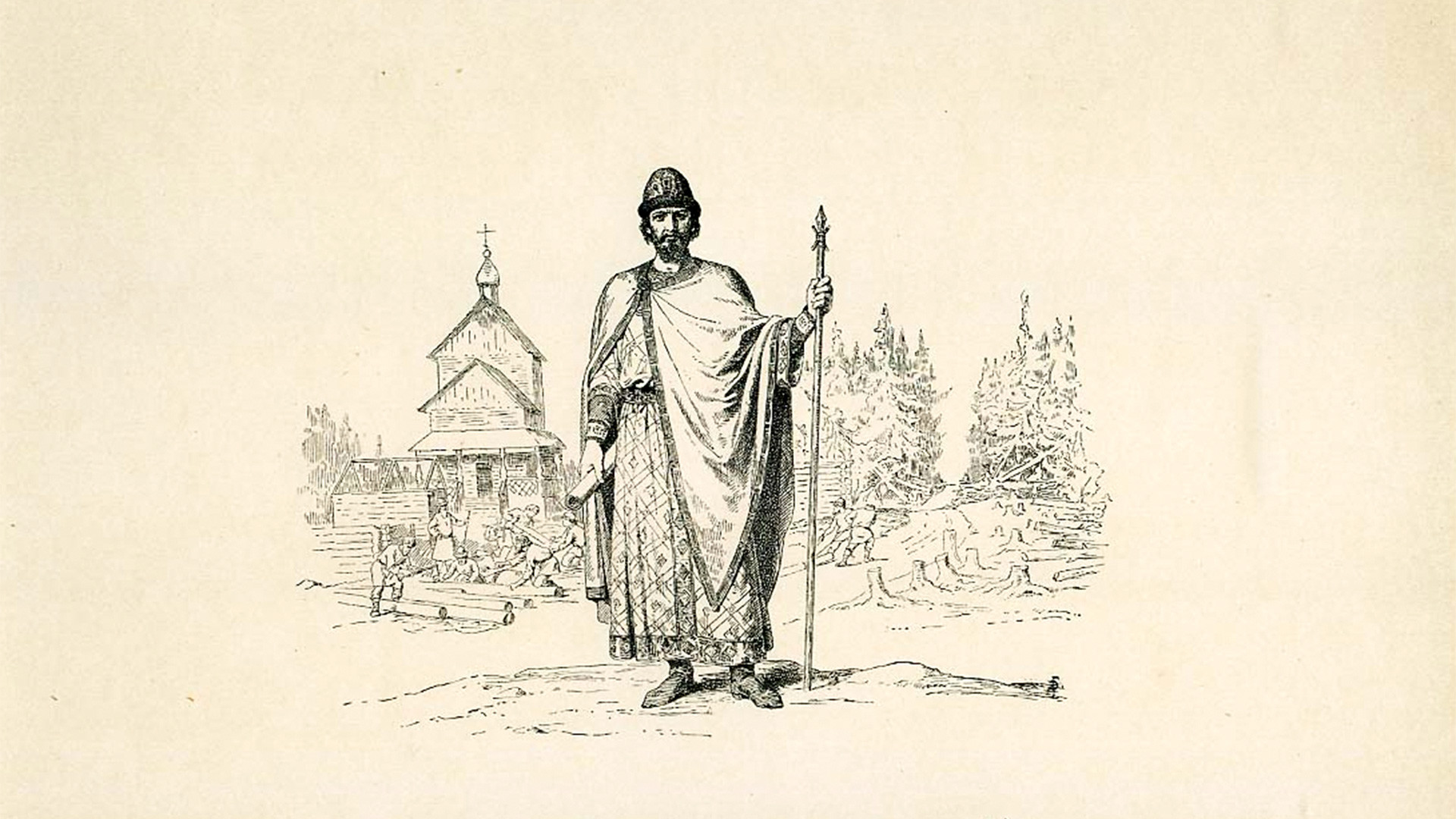 Yurij Dolgorukij, conosciuto come il “fondatore” di Mosca, raffigurato dallo storico V. Vereshchagin