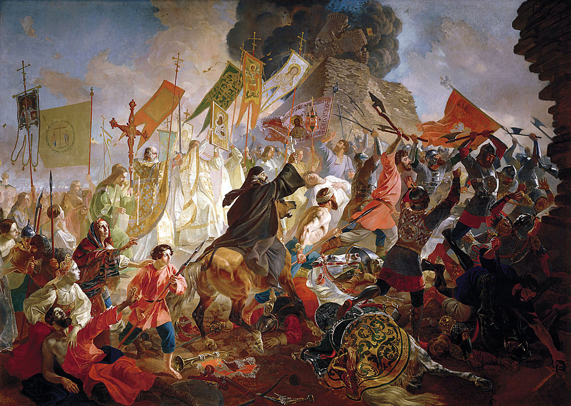 Војската на полскиот крал Стефан Батори го става под опсада Псков, 1843. Карл Брјулов, масло на платно.