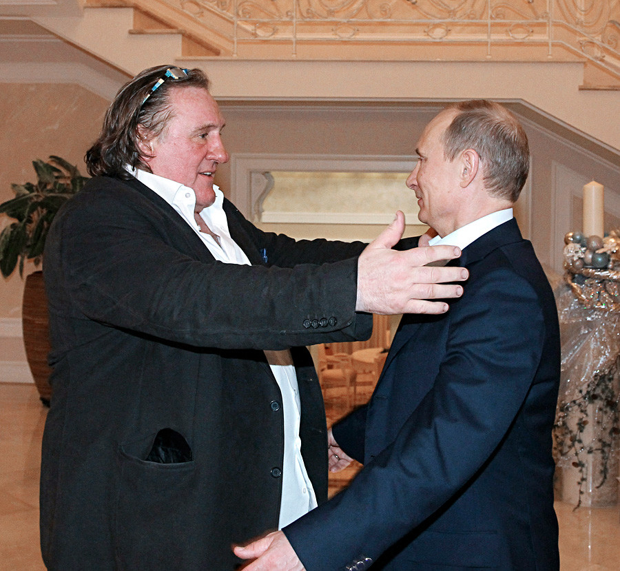 L'attore francese con il Presidente russo Vladimir Putin 