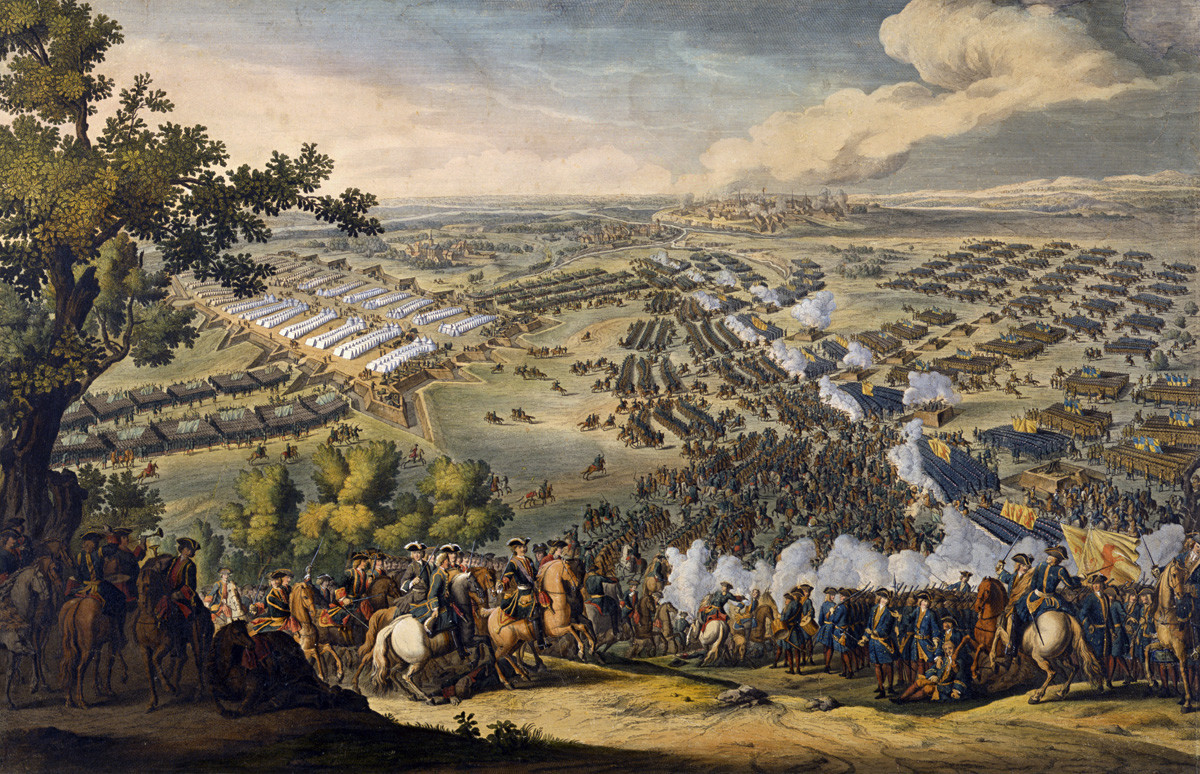 27. lipnja (8. srpnja) 1709. godine odigrala se Poltavska bitka, najvažniji okršaj Sjevernog rata (1700.-1721.). Gravura F. Simona 