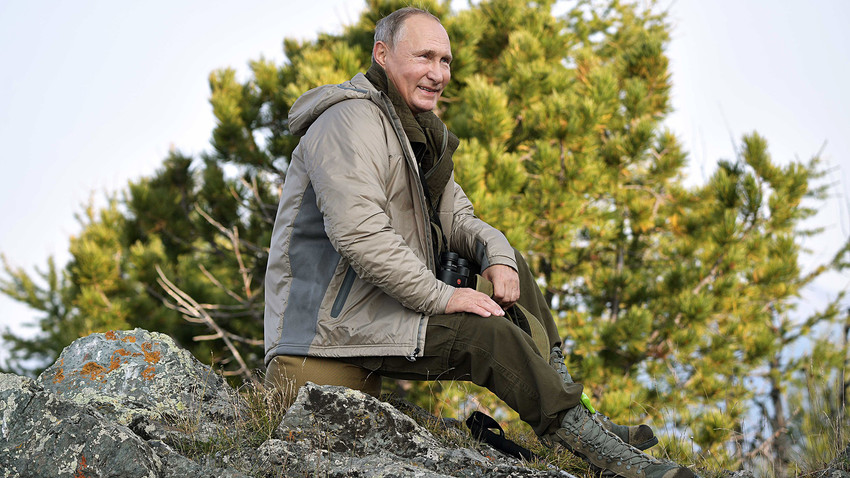 2018年8月26日。ロシアのウラジーミル・プーチン大統領がトゥワ共和国のサヤノ・シューシェンスキー自然保護区で休暇を過ごしている。