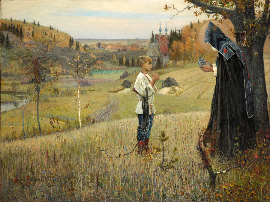 「若きヴァルフォロメイの聖なる光景」。画家：ミハイル・ネステロフ、1890年。