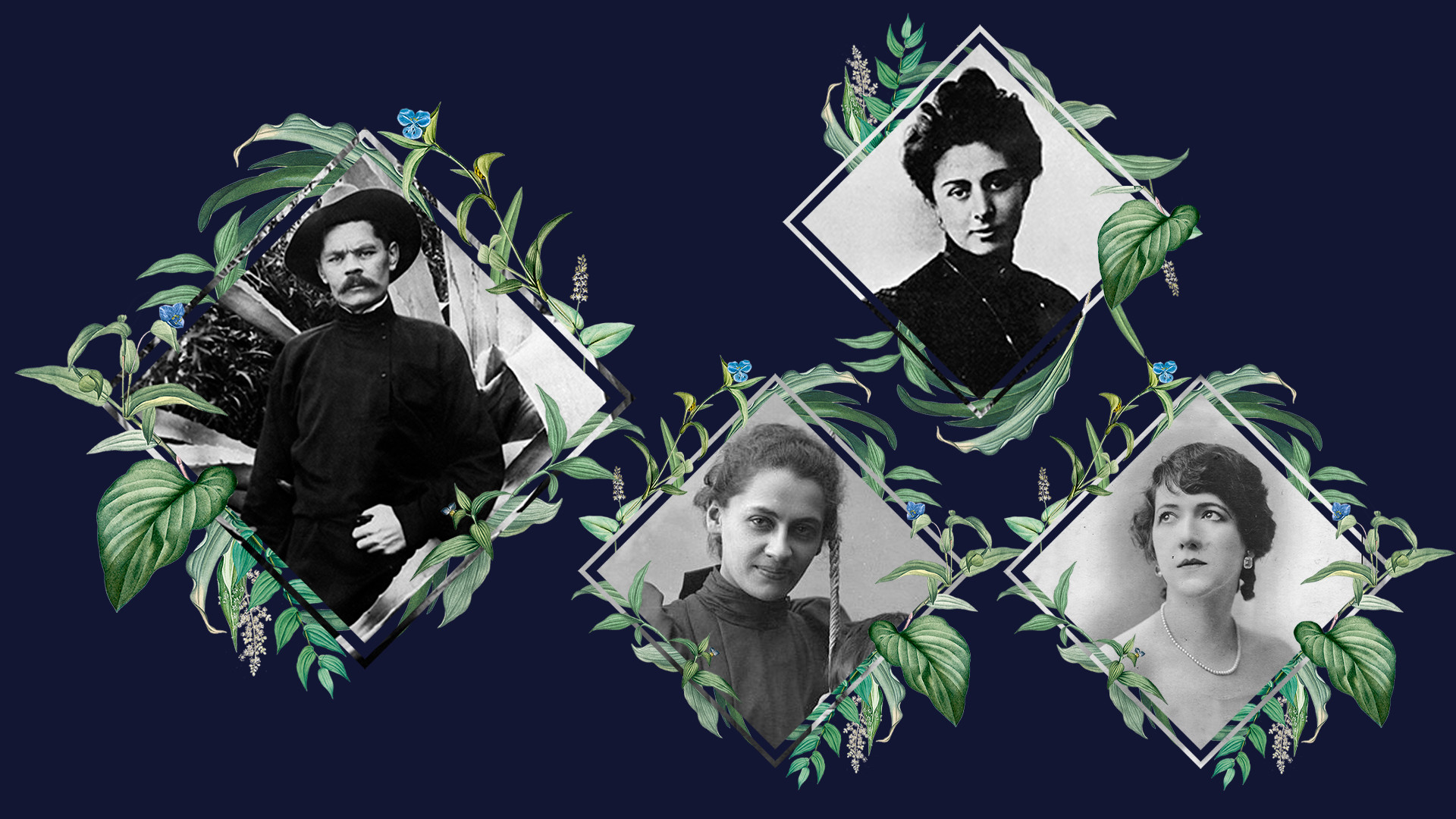 Maxim Gorki, Katharina Peschkowa, Maria Andrejewa, Moura Budberg (l-r)