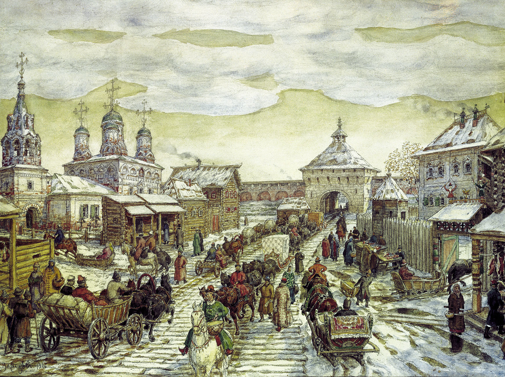 モスクワ、17世紀。アポリナリー・ヴァスネツォフ画