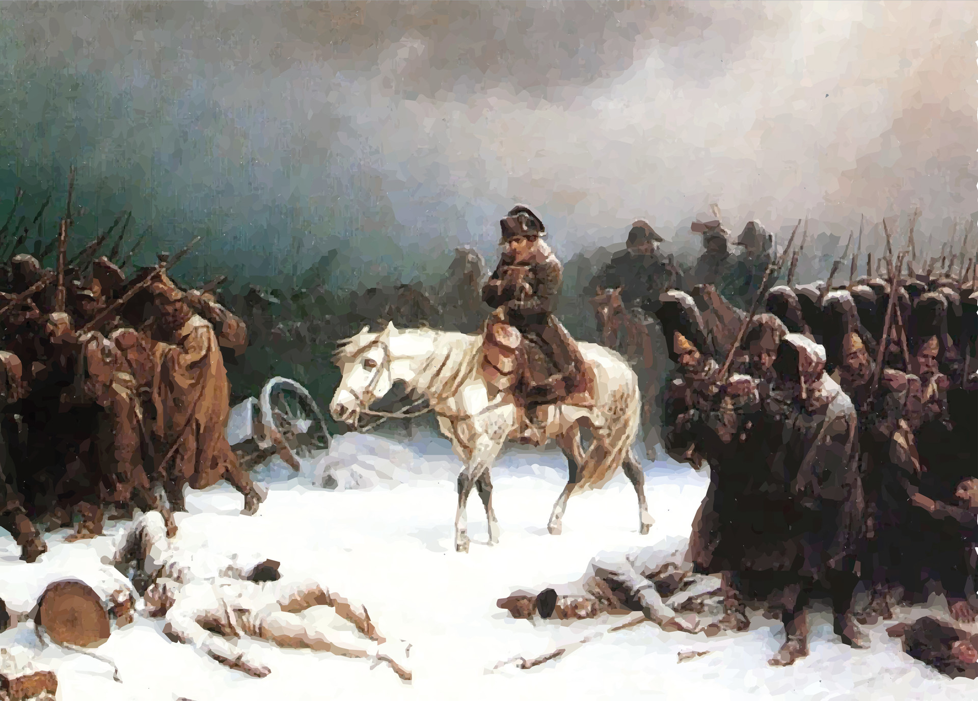 「ロシアからナポレオンの退却」Adolph Northen画