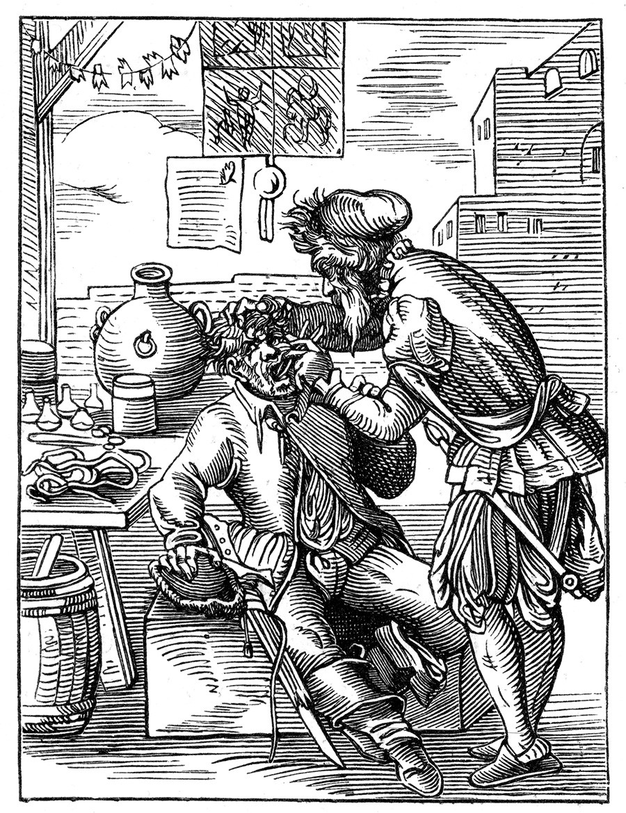 Dal dentista, XVI secolo