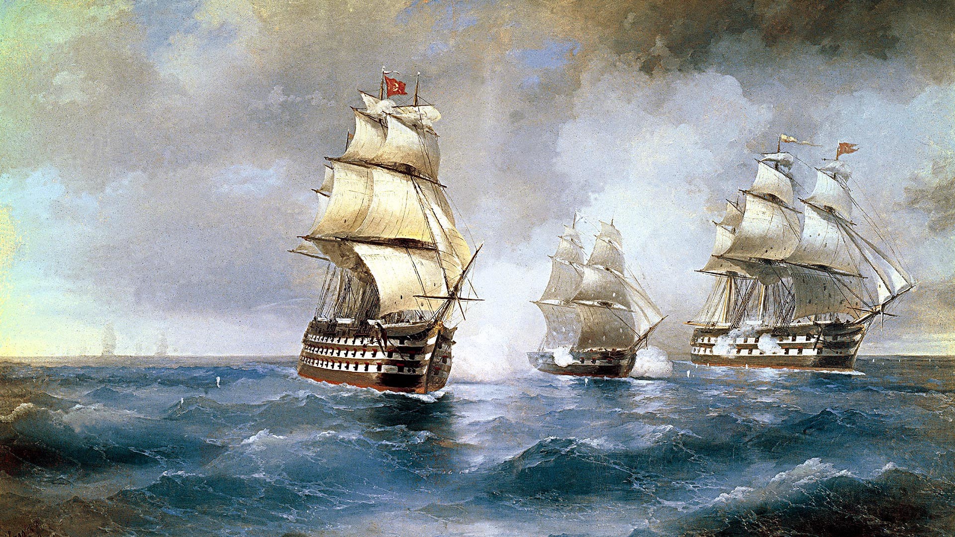 Ivan Ajvazovski, Dvojambornica Merkurij pod napadom dveh turških ladij
