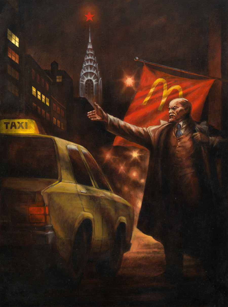 Komar y A. Melamid. Lenin en un taxi en Nueva York, 1993

