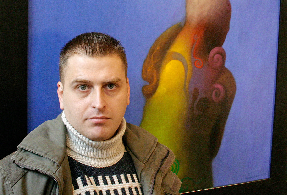 Правнук Иосифа Сталина художник Яков Джугашвили на открытии персональной выставки в Тбилиси, 2005