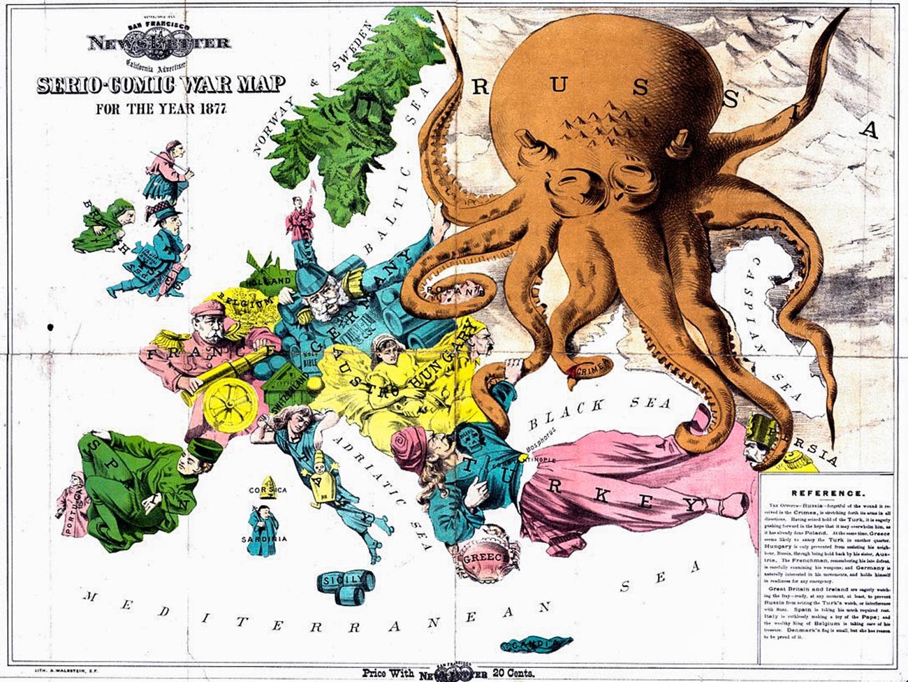 Сатирична мапа Европе, 1877.