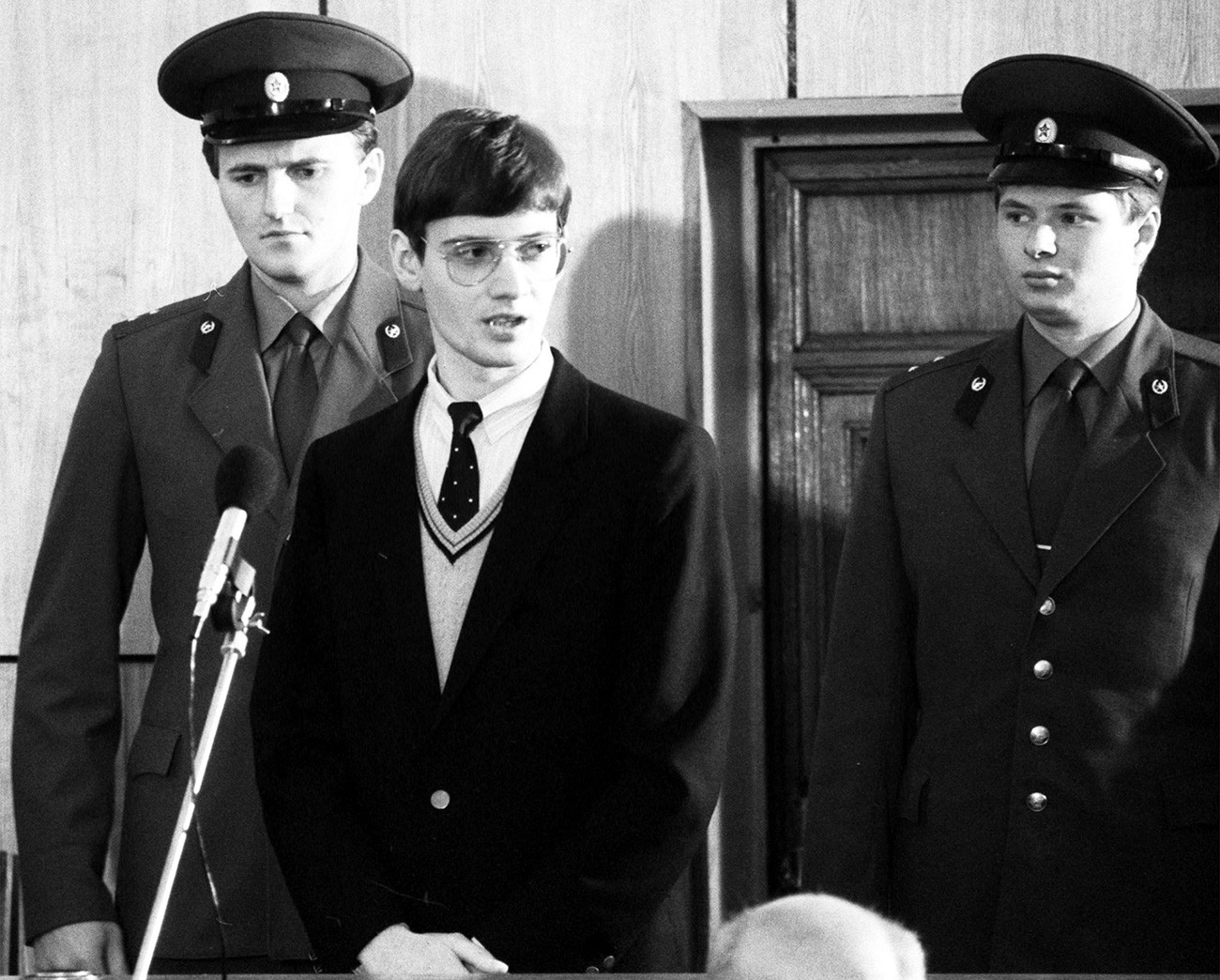 Mathias Rust en el juicio, Moscú, 1987.