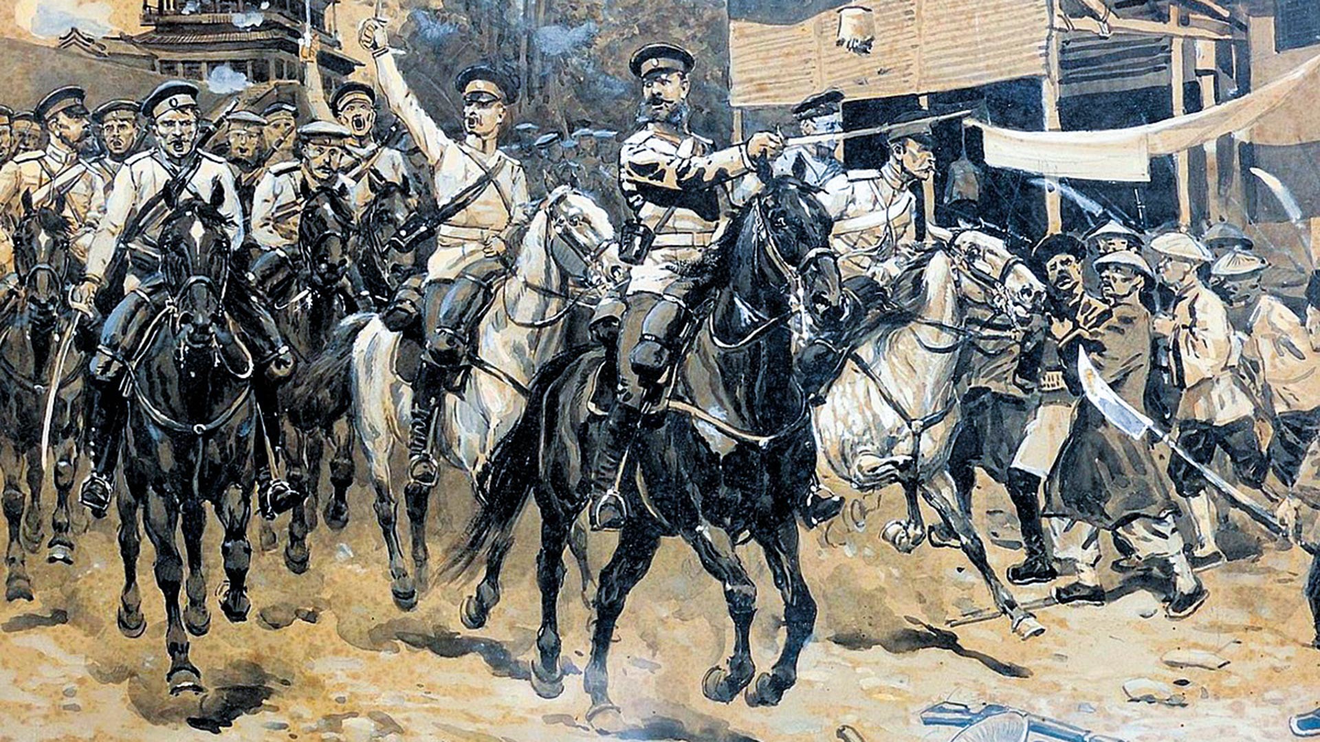 Руска коњица у Кини због гушења Боксерског устанка.