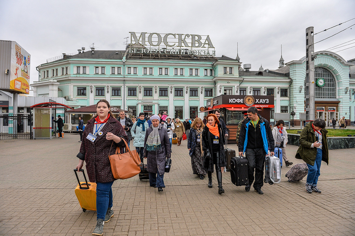 Stasiun Kereta Api Belorussky di Moskow.

