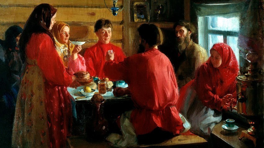 V kmečki izbi, Ivan Kulikov, 1902