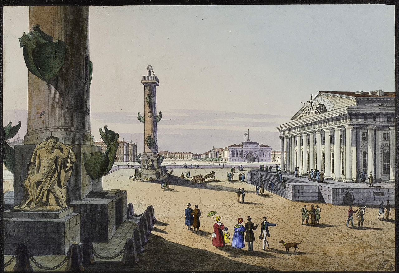 Karl Beggrov. Columnas rostrales de San Petersburgo en el siglo XIX