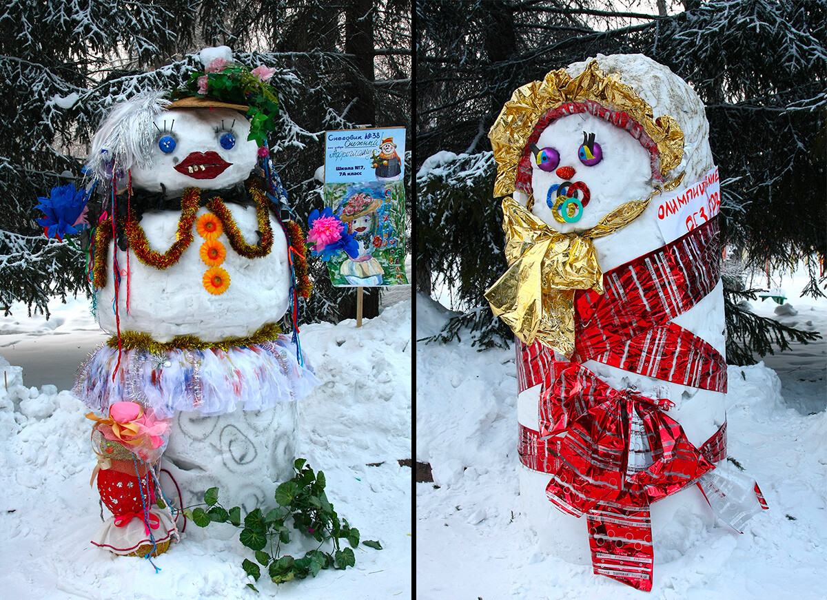 雪だるまのパレードとコンテストが全国で開かれている。少し怖いものも。