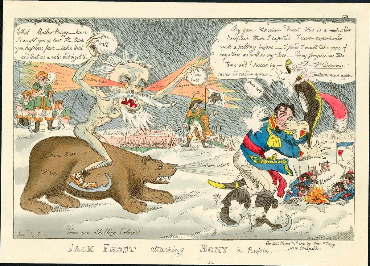 Jack Frost attacca Bony in Russia, William Elmes, 1812