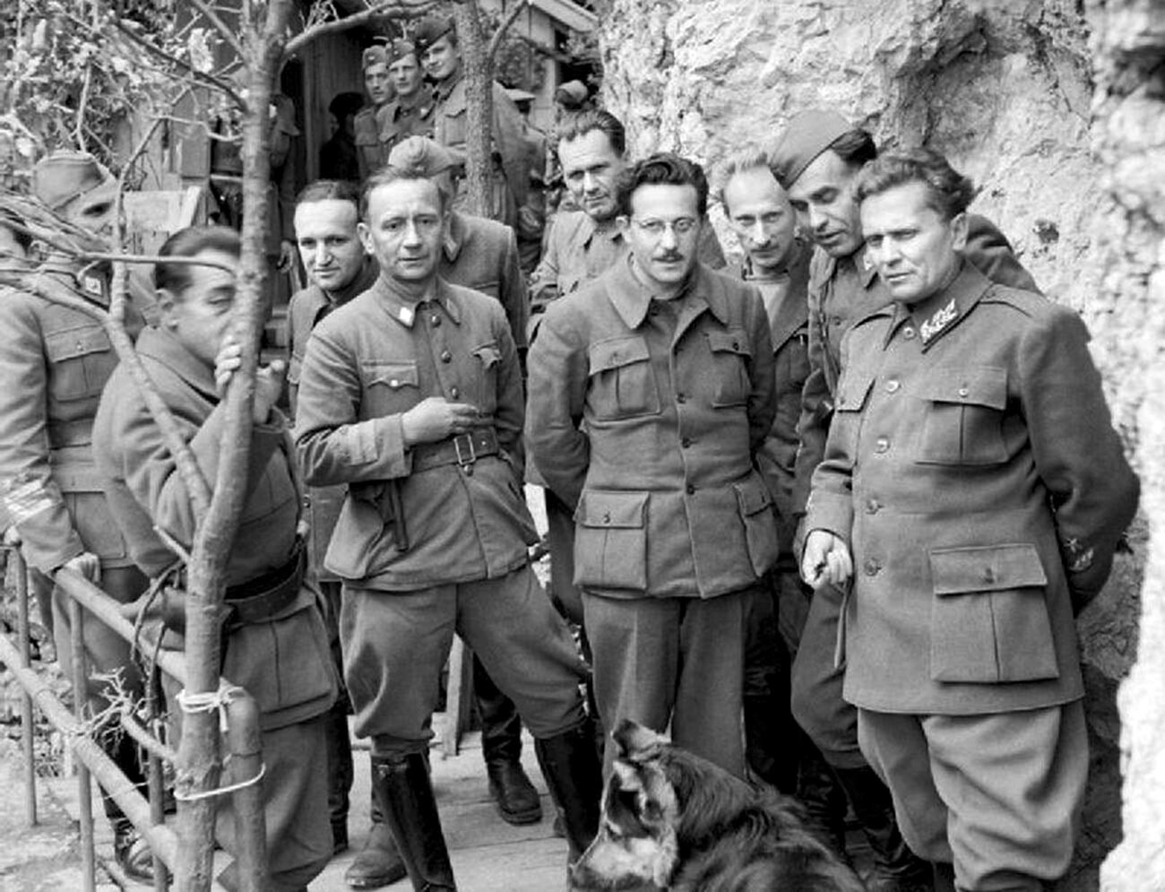 Иосип Броз Тито и его соратники в Дрваре, 14 мая 1944 года.