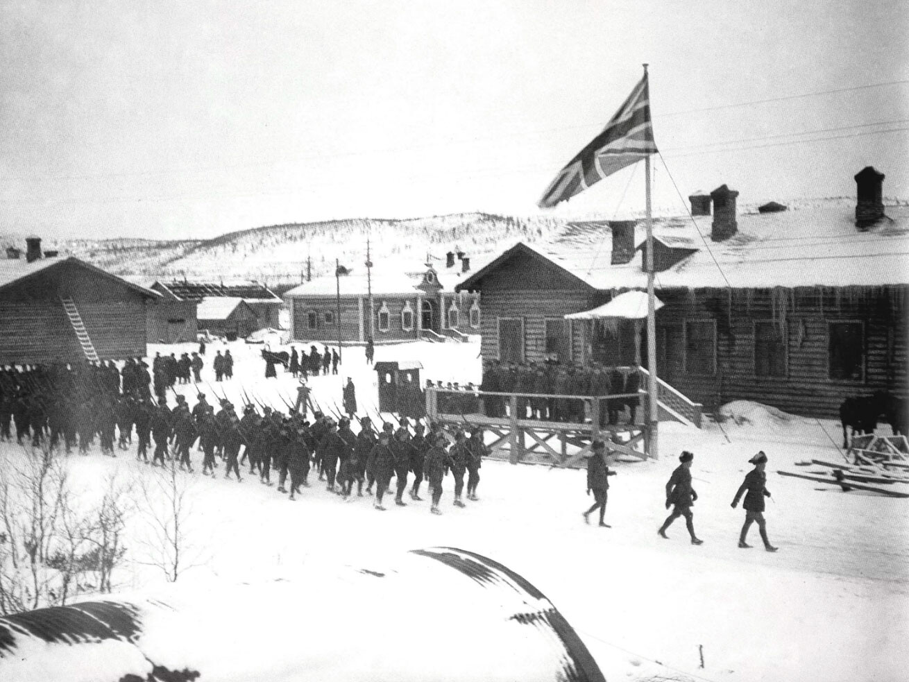 Парад союзников в Мурманске по случаю окончания Первой мировой войны.
