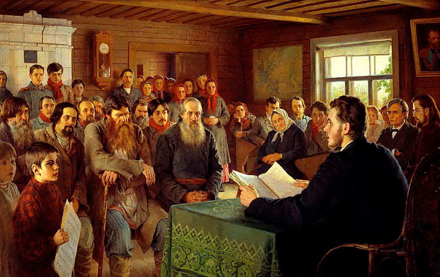 Николай Богданов-Бельский. Воскресное чтение в сельской школе, 1895