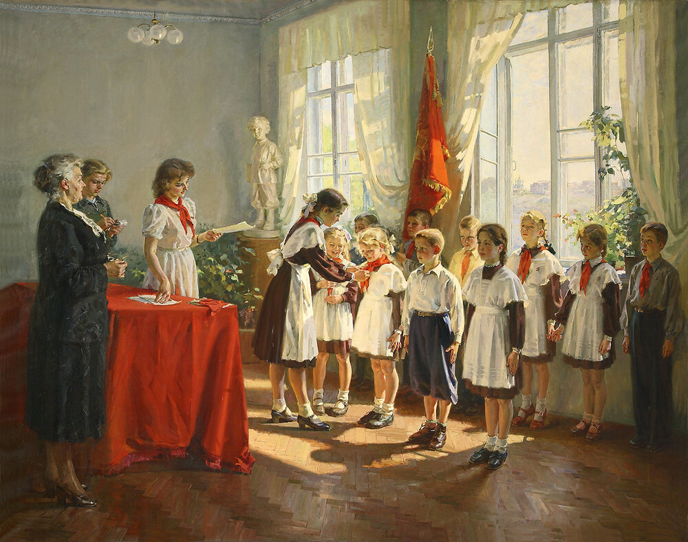 Иван Тихий. Приём в пионеры, 1953
