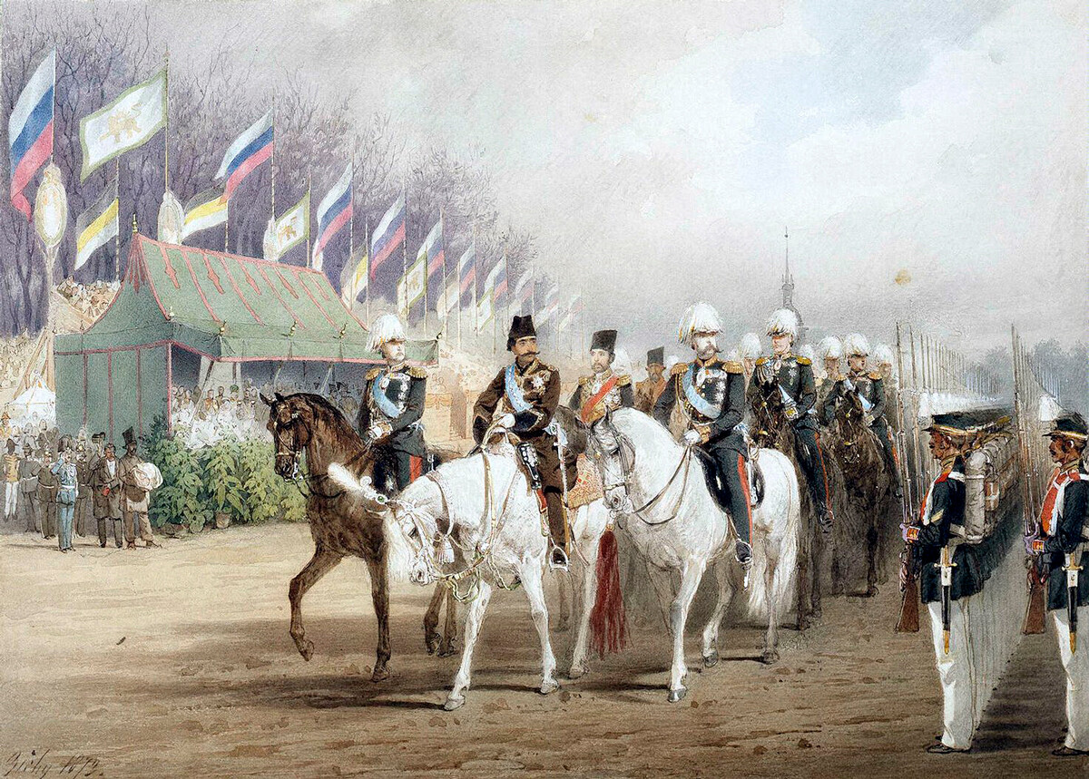  Александър II и Насреддин шах, 1873, М. Зичи 