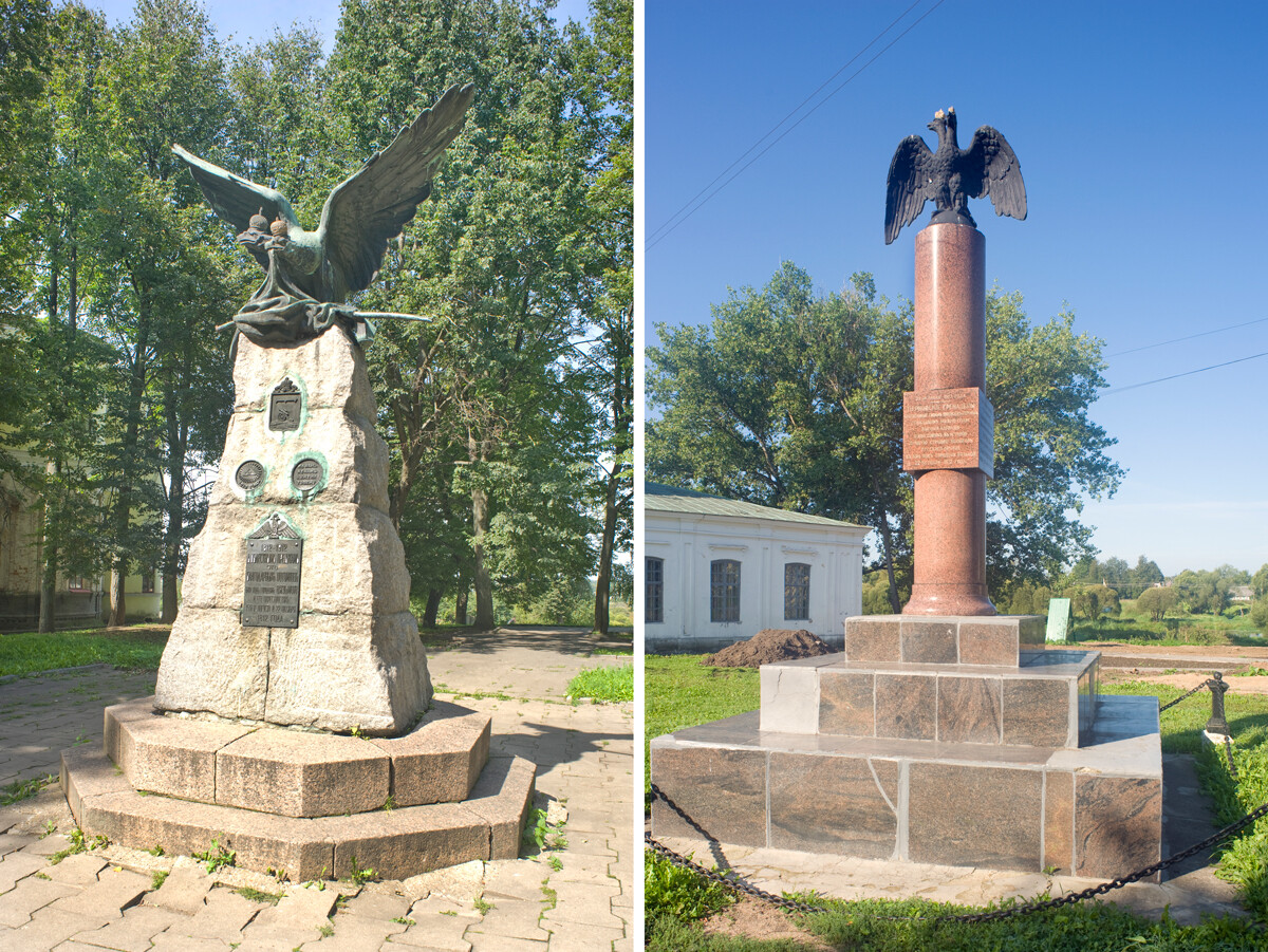 Monument to Fatherland War (1812 Napoleonic invasion), Lenin Street (L). Monument to Pernovsky Grenadiers, Soviet Square. August 22, 2012