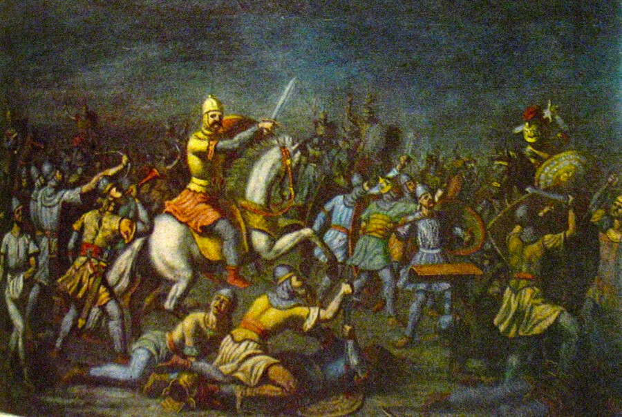 Княз Светослав разбива византийците, художник Н. Павлович