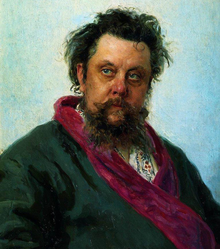 Porträt des Komponisten Modest Mussogorski, 1881. Dieses Porträt wurde wenige Tage vor dem Tod des großen russischen Komponisten Modest Mussogorski angefertigt. Das durch eine Krankheit ausgelöste Leiden des Komponisten wird in seinem Gesicht und Blick durch den Maler eingefangen. 