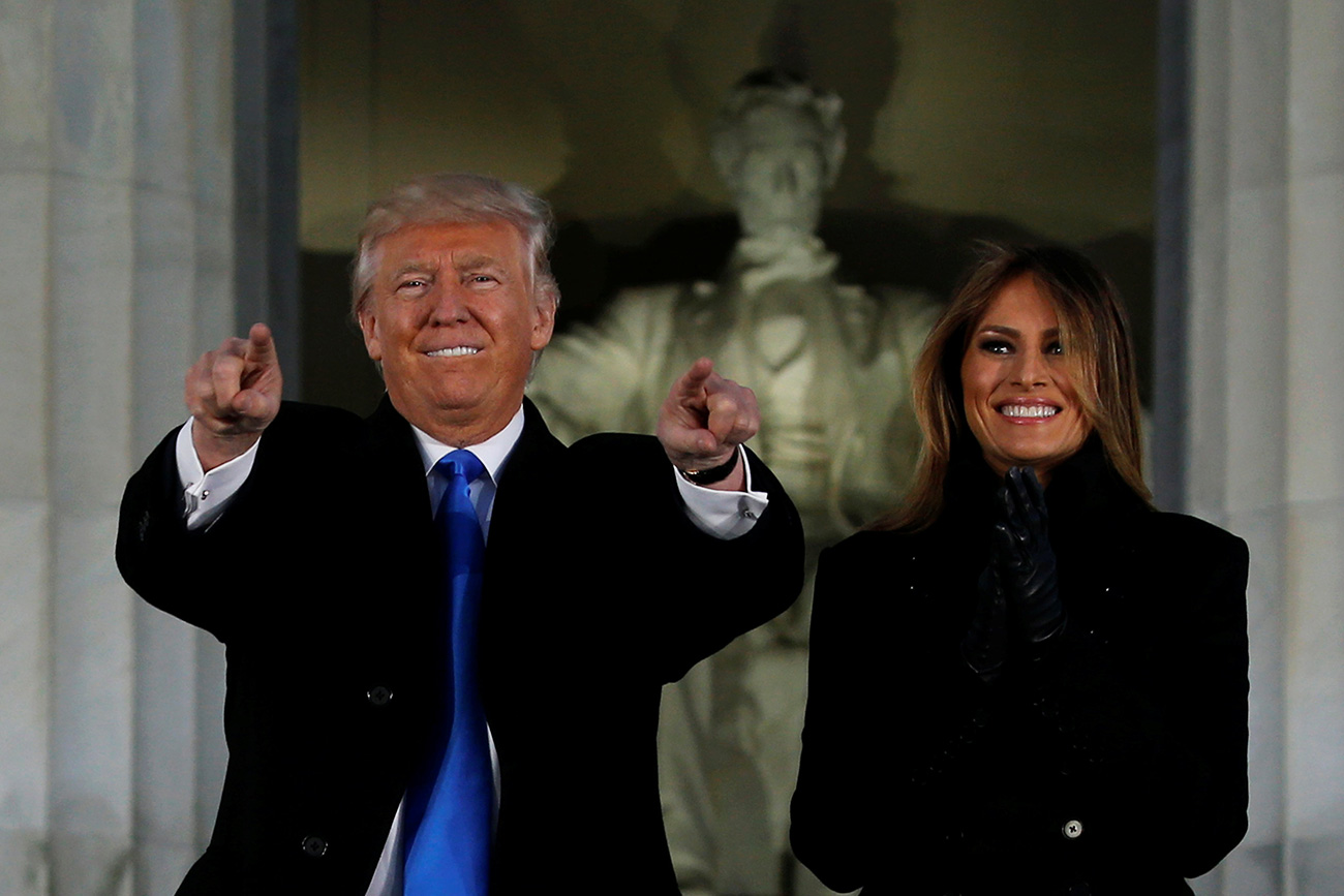 Il neo eletto Presidente Usa Donald Trump insieme alla moglie Melania, 19 gennaio 2017.