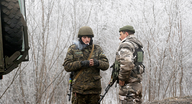 Ukrainische Soldaten in der Nähe von Debalzewo. Foto: AP