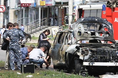 El coche del muftí tras el atentado. Fuente: ITAR-TASS