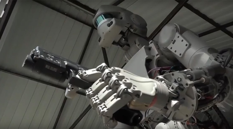 Robot ini diciptakan untuk misi perdamaian, kata Wakil Perdana Menteri Rusia Dmitry Rogozin.