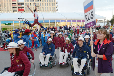 La cerimonia dell'alzabandiera russo a Londra durante i Giochi Paraolimpici 2012 (Foto: Ria Novosti)