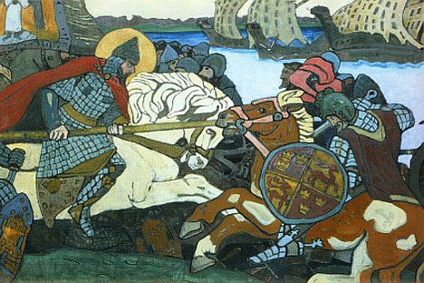 ニコライ・リョーリフ「ネヴァ川の戦い」、1904年　画像提供：wikipedia.org