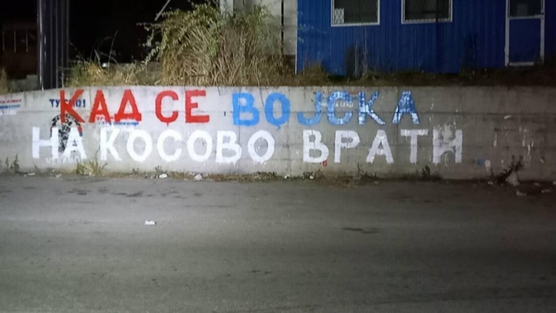 "Подстрекивање мржње": Истрага због графита "Кад се војска на Косово врати" у Зубином Потоку