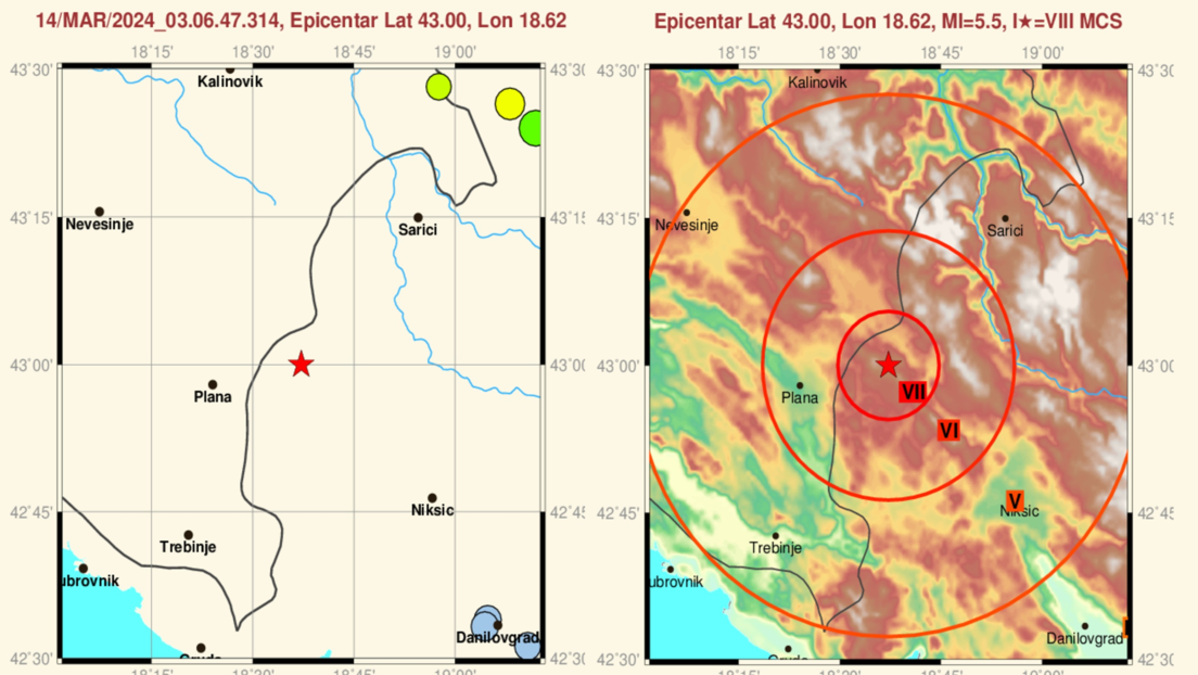 Земљотрес јачине 4,4 погодио Црну Гору