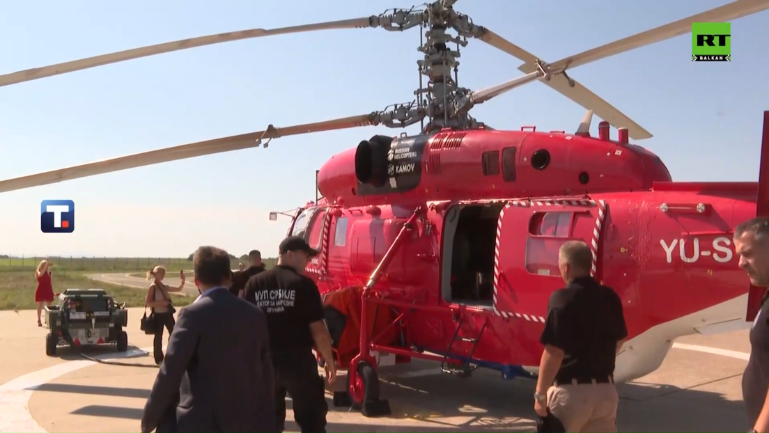 Srbija poslala ruski helikopter Ka-32 u Severnu Makedoniju: Dačić ispratio srpske vatrogasce (VIDEO)