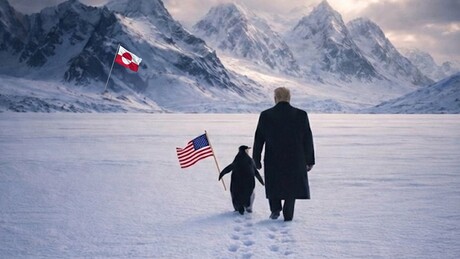 Бела кућа о Гренланду: Трамп, пингвин и застава Америке